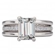 Three Row Band Semi-Mount Diamond Engagement Ring