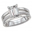 Three Row Band Semi-Mount Diamond Engagement Ring