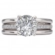 Three Row Band Semi-Mount Diamond Engagement Ring