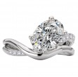 Semi-Mount Diamond Wave Shank Engagement Ring