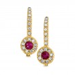 14KY Lever Back Round Ruby & Diamond Earrings