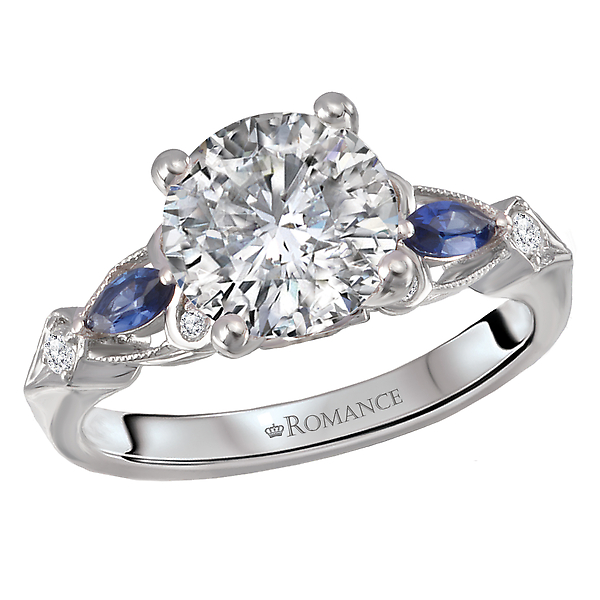 Diamond and Sapphire Semi-Mount Engagement Ring