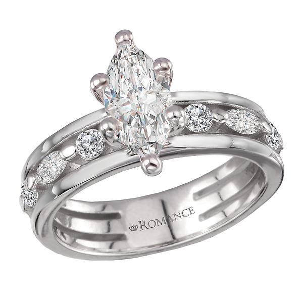 Three Row Semi-Mount Diamond Engagement Ring