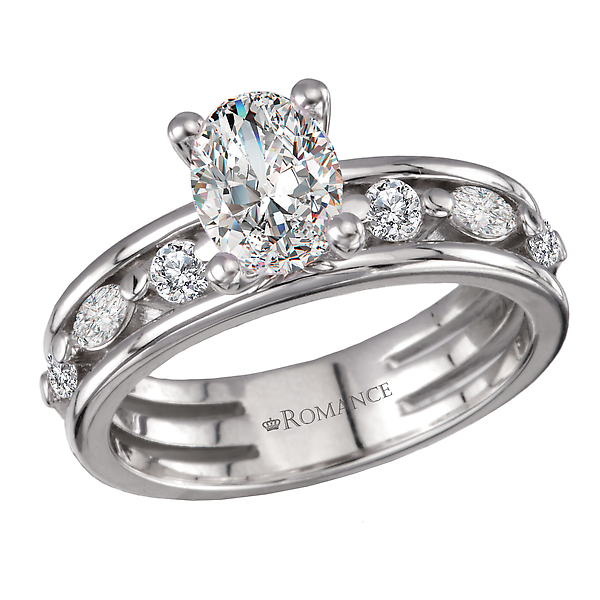 Three Row Semi-Mount Diamond Engagement Ring