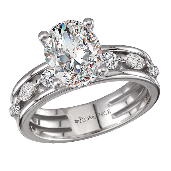 Three Row Semi-Mount Diamond Engagement Ring