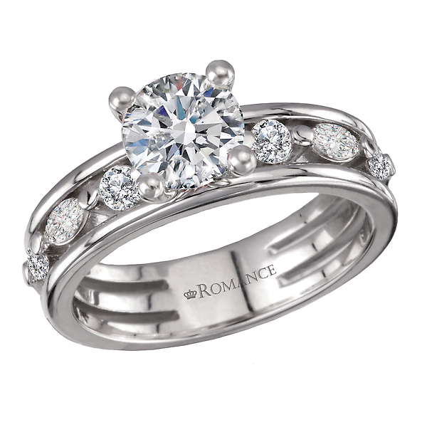 Three Row Semi-Mount Diamond Engagement Ring