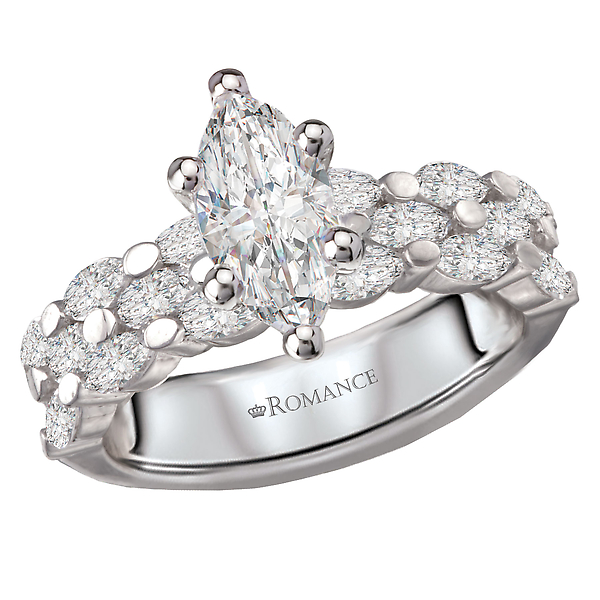 Three Row Semi-Mount Diamond Engagement Ring