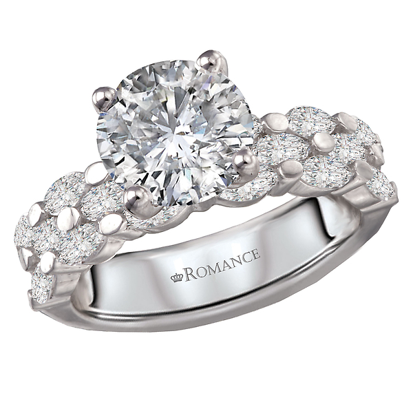 Three Row Semi-Mount Diamond Engagement Ring