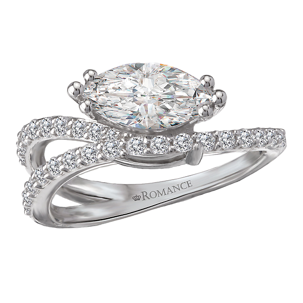 Semi-Mount Diamond Wave Shank Engagement Ring