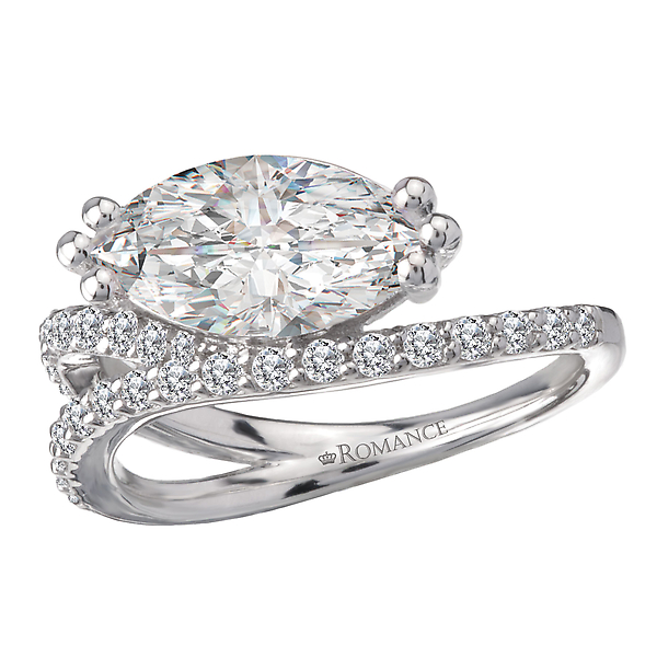 Semi-Mount Diamond Wave Shank Engagement Ring