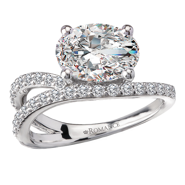 Semi-Mount Diamond Wave Band Engagement Ring