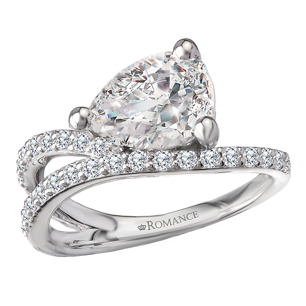 Semi-Mount Diamond Wave Band Engagement Ring